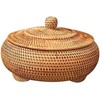 LAVNTM Round Rattan Boxes with Lid Hand-Woven,Wicker Fruit Basket 8.7