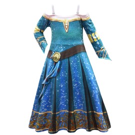 Little Girls Princess Dress Merida Costume Dress Party Carnival Fancy Dress Hallowen Cosplay 8T
