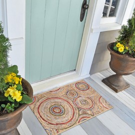 Liora Manne ESENCIA Indoor/Outdoor Power Loomed Latex Back Non Slip Mat - Contemporary Medallion Casual Colorful (Basket Circles Multi) (2'5" x 3'11")