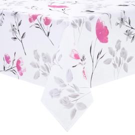 Likiyol Floral Tablecloth 60x120 Inch Rectangle, Flower Decoration Table Cloth for Spring Summer, Waterproof Fabric Wrinkle Free Table Cover for Kitchen, Dining Room, Party, Picnic, Camping, Pink