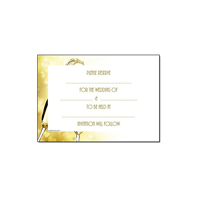 doodlecards Save the Date Heart Champagne Postcards Cards Pack of