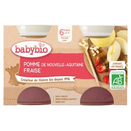 Babybio Apple Strawberry 6 Months and + Organic 2 Pots of 130g