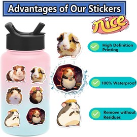 UoYYelly Kawaii Guinea Pig Stickers for Kids Teens Adults, 50 Pcs Cartoon Guinea Pig Vinyl Waterproof Stickers for Water Bottles Loptop Computer Skateboard Phone