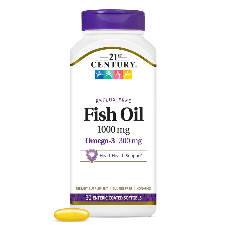 21st Century Fish Oil 1000 mg Enteric Coated Softgels, 90
