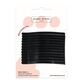 Basic Sense Jumbo Metal Hair Pins Sturdy Strong Bobby Slides Clips For Thick Hairpins for Unisex a pack of 12pcs, Medium Black