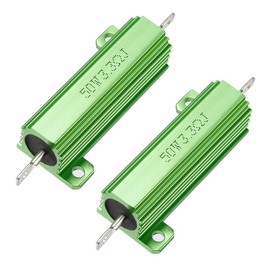 sourcing map 2pcs 50W 3.3 Ohm Aluminium Housing Chassis Wire Wound Resistor Green