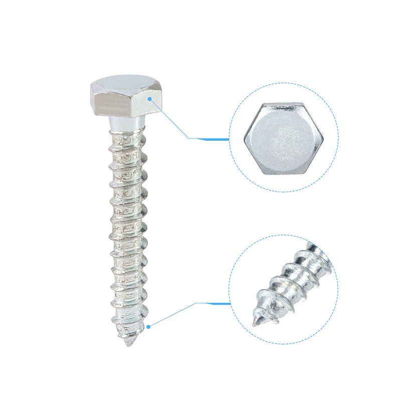 sourcing map Hex Lag Screws, M8 x 50mm Carbon Steel