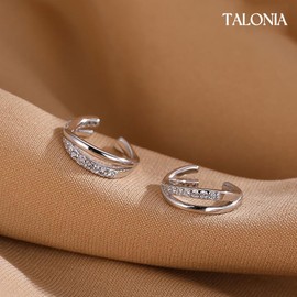 TALONIA Women's 925 Silver Ear Cuff, Hypoallergenic Metal, Zirconia, Fake Earrings, Simple, Cute, Cartilage, Zirconia Ear Cuff, Birthday Gift, Silver, Silver, No Gemstone