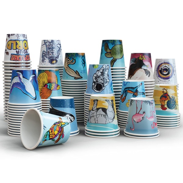 Art Kups [ 3 oz - Pack of 300 ] Paper Cups - Small Recyclable Bathroom Cups | Disposable Mini Mouthwash Cups | Espresso | Rinse & Gargle Cups for Kids | Party Cups | Doesn't fit into Dixie Dispenser