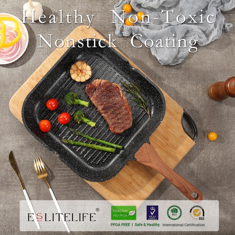 ESLITE LIFE 11 Inch Nonstick Grill Pan with Lid for