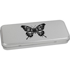 Azeeda 'Butterfly With Skull Wings' Metal Hinged Stationery Tin/Storage Box (TT00250918)