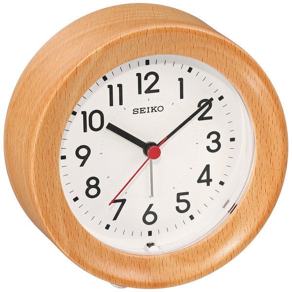 Seiko Clock, Table Clock, Alarm Clock, Analog Wood Frame, Natural