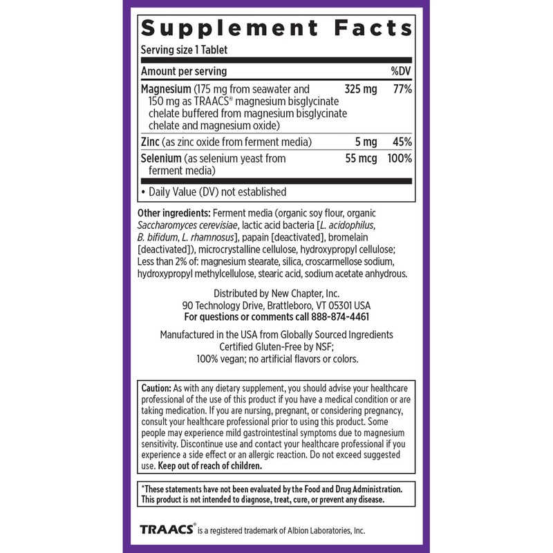 New Chapter Magnesium-Selenium-Zinc Supplement, 325 mg Magnesium in One-Daily Tablet