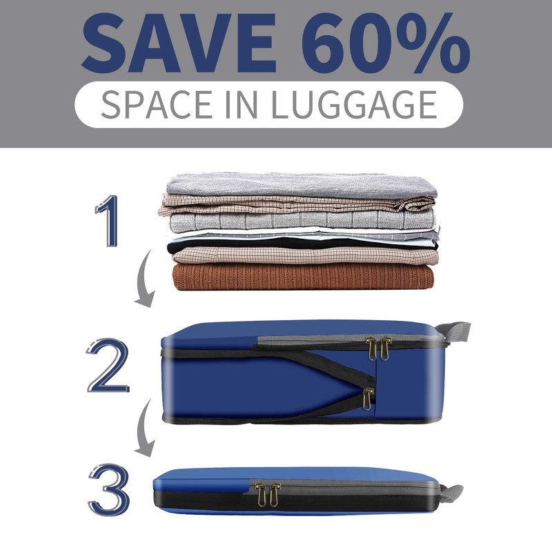 Eono Compression Packing Cubes, Luggage Organiser Set, Extensible Suitcase Organiser,