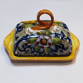 Arte D'Italia Imports Volute Handmade Hand Painted Butter Dish Made in Tuscany