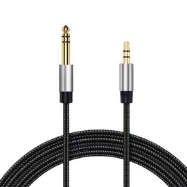 GMCELL Audio Adapter Braided Cable: TRS Aux Extension 3.5mm 6.35mm Plug 1/4 to 1/8 Inch Male Converter - for Headphone Guitar