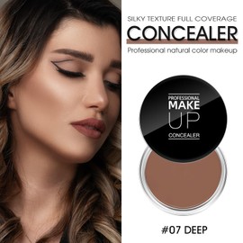 LOKFAR Cream Concealer Full Coverage Makeup, Matte Color Correcting Concealer with Brush, Waterproof, Conceals Blemish, Pores and Spots, Under Eye Makeup Concealer for Dark Circles (#07 DEEP)