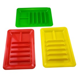 Set of Three Taco Holder Stand Up Divider Plates Multi Colored Plastic Plates