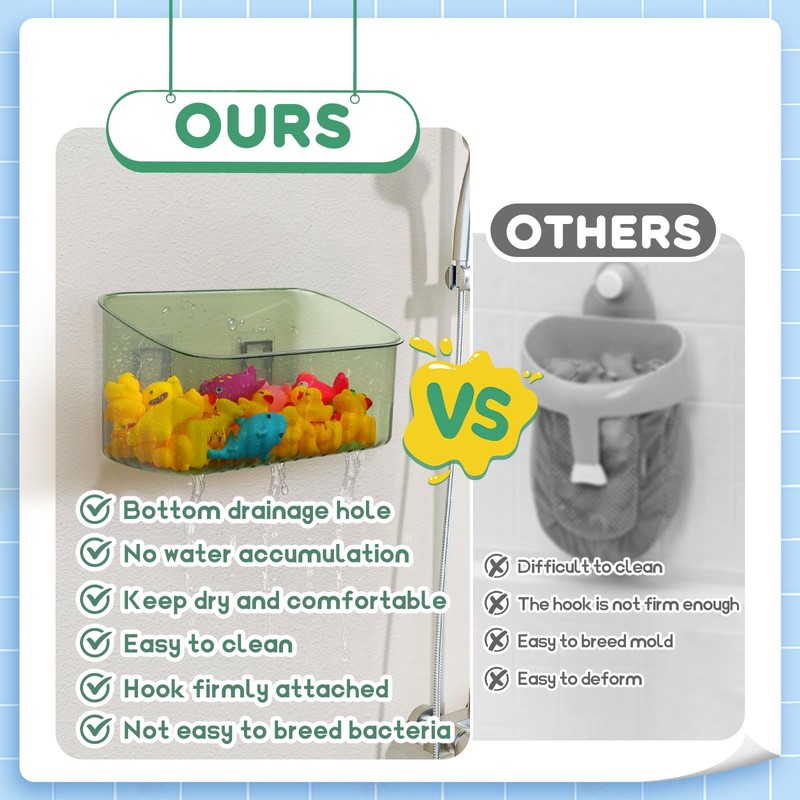 Bath Toy Storage Holder for Bathtub 1pcs, Large Capacity Clear