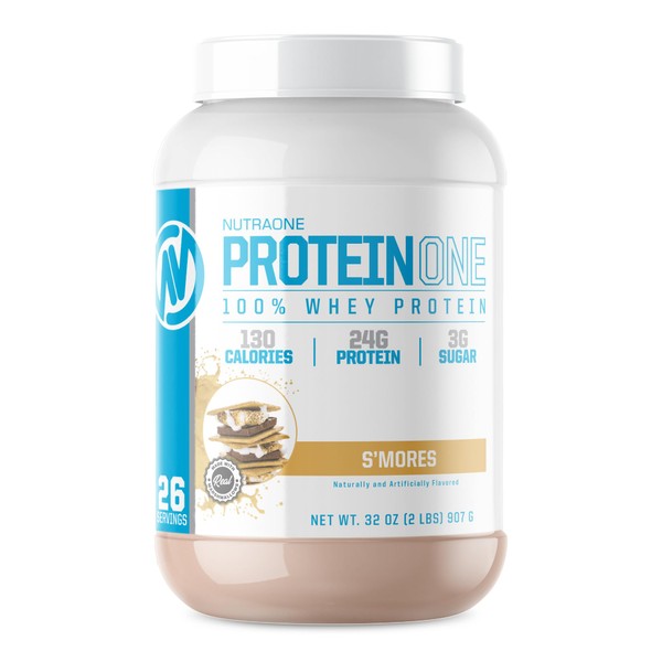 NutraOne ProteinOne Whey Protein Promote Recovery and Build Muscle with a Protein Shake Powder for Men & Women (S’Mores - 2 lbs.)
