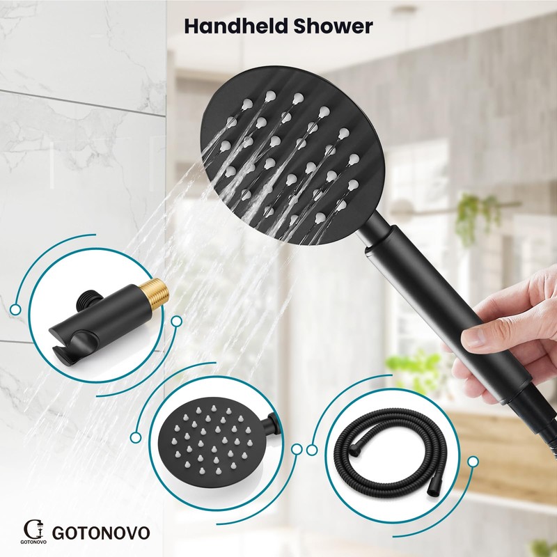 gotonovo Rain Shower System with 10 Inch Round Showerhead and