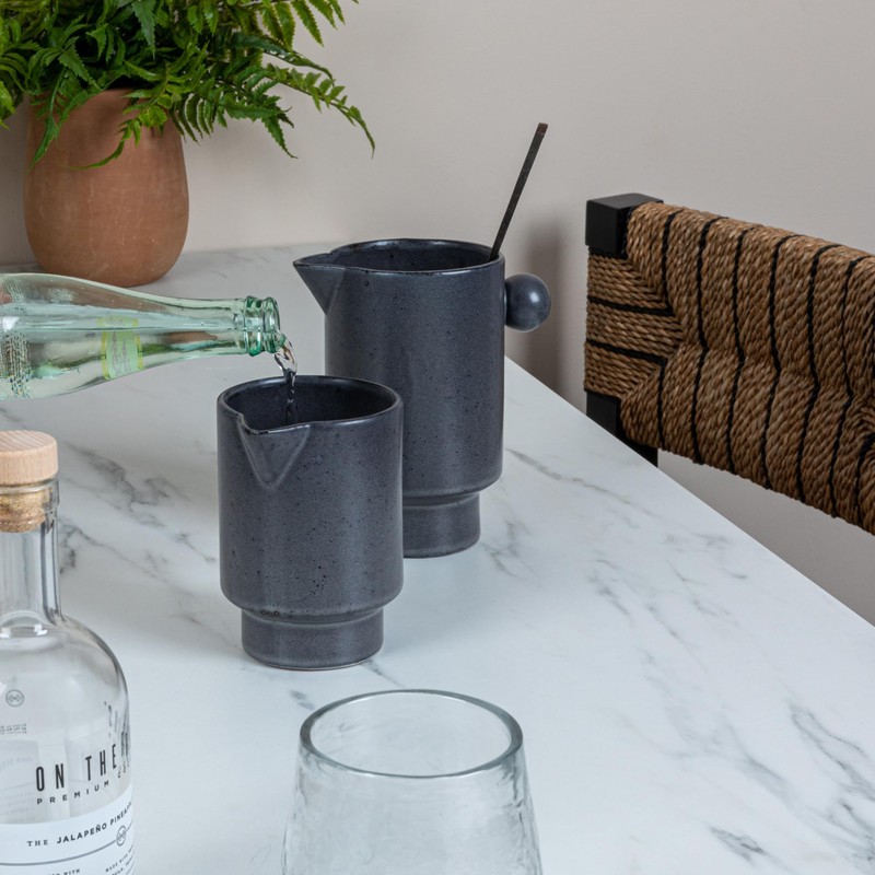 Creative Co-Op Modern Small Stoneware Pitcher or Vase, Charcoal Grey