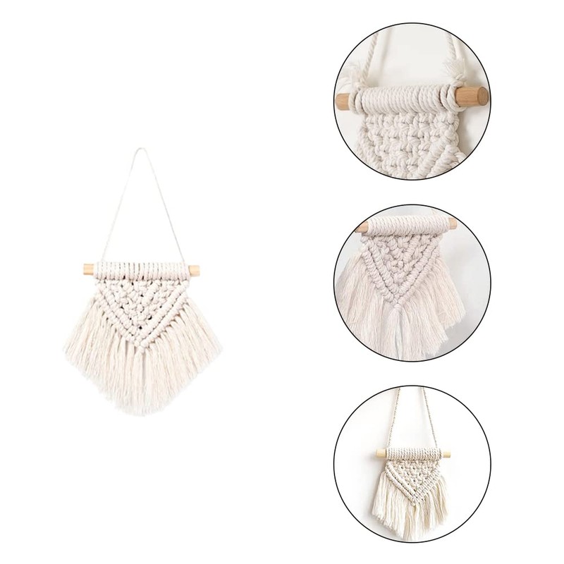 Gotetiso Pack of 5 Macrame Pendants Mini Macrame Wall Hanging