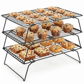 Cooling Racks for Baking, 3-Tier Stackable Wire Cooling Rack Set 10"x15.8",Heavy Duty Oven Safe Rust-Resistant Wire Rack for Cookie Sheet Roasting Grilling, Dishwasher Safe