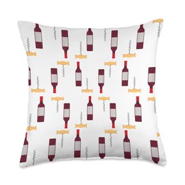 Wine Corkscrew Bottle Gifts 2.0 Wine Corkscrew Pattern Gift Throw Pillow, 18x18, Multicolor