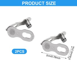 Bike Quick Release Chain,Bicycle Missing Link,Bicycle Chain Link Connector, for 12-Speed Chains,Pack of 2,Reusable,Silver