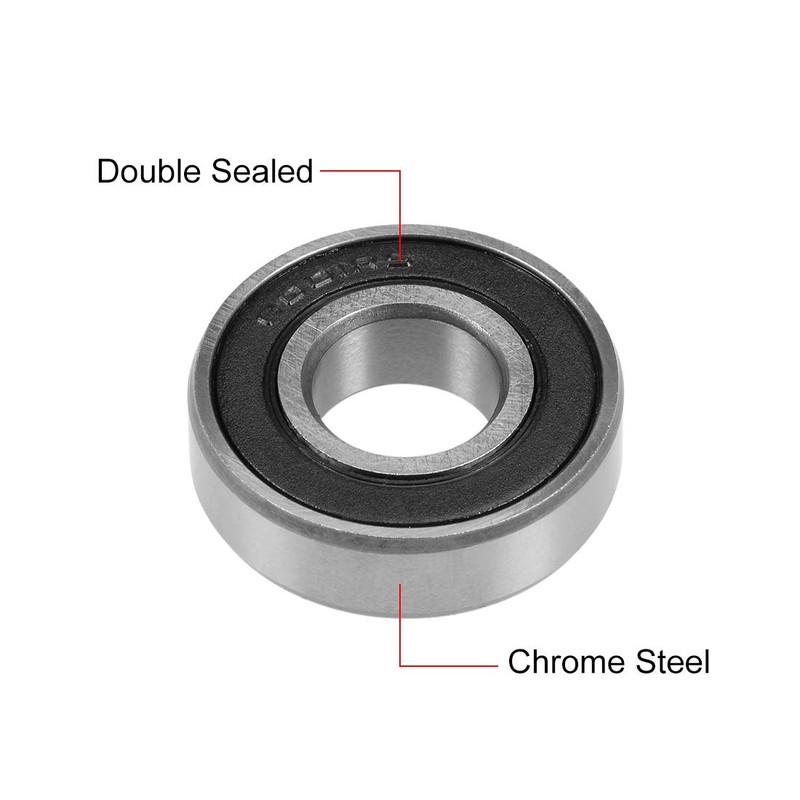sourcing map 6001-2RS Deep Groove Ball Bearing 12x28x8mm Double Sealed