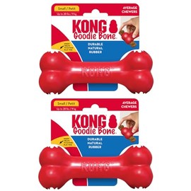 KONG Goodie Bone Small 2 Pack - Classic Durable Natural Rubber Dog Bone- Treat Dispensing - Red - for Small Dogs (2 Pack)