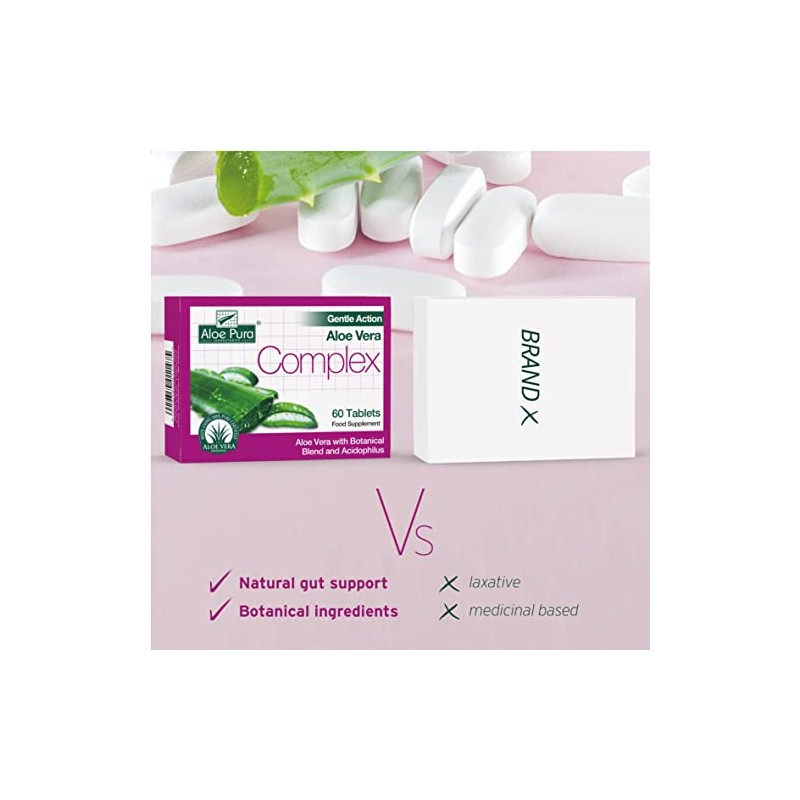 Aloe Pura Aloe Vera Gentle Action Complex Tablets, Natural, Vegetarian,