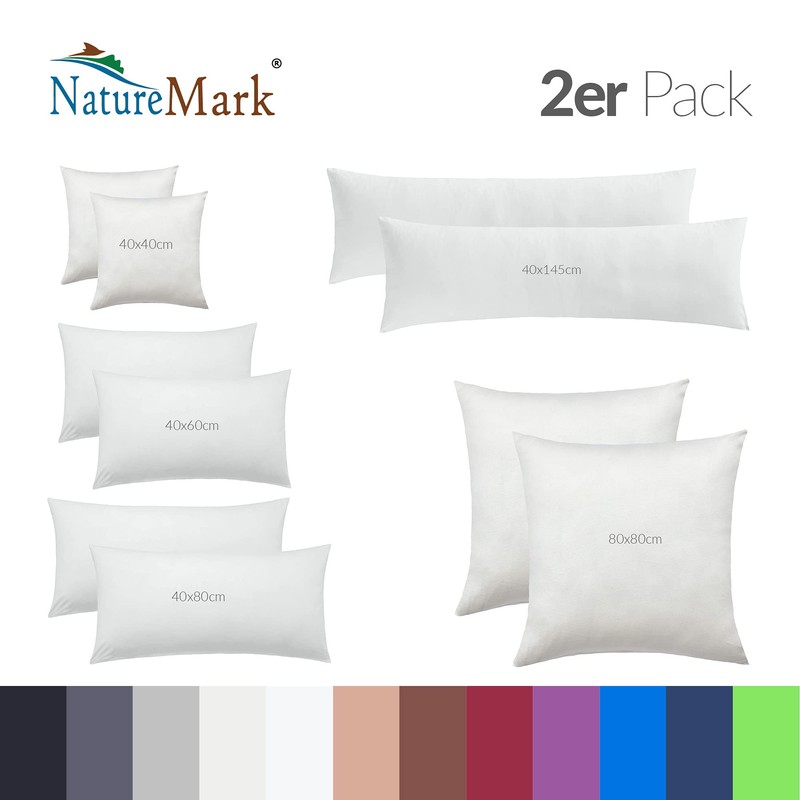 NatureMark Pack of 2 Jersey Cushion Covers, Side Sleeper Pillows,