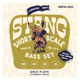 La Bella 760FGS-MUS STANG – Gold Flat Wound Short Scale Through Body Light 4 - Bass Guitar String 45-105