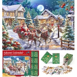 Advent Calendar 2024 Christmas Vacation Advent Calendar Jigsaw Puzzles for Kids Adults, 24 Days 1008 Pieces Puzzles Christmas Countdown Calendars Christmas Decorations Puzzle Gift(27.56 x 19.68 Inch)
