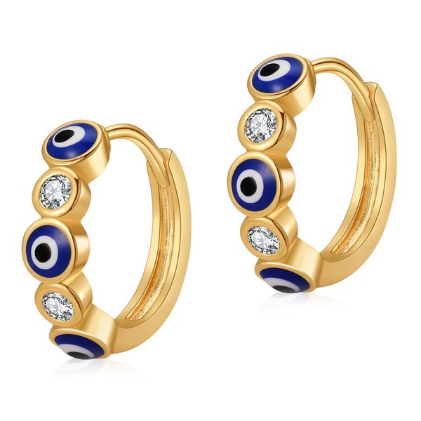 MRSXIA Huggie Earrings for Women Gold Hoop Evil Eye Mix