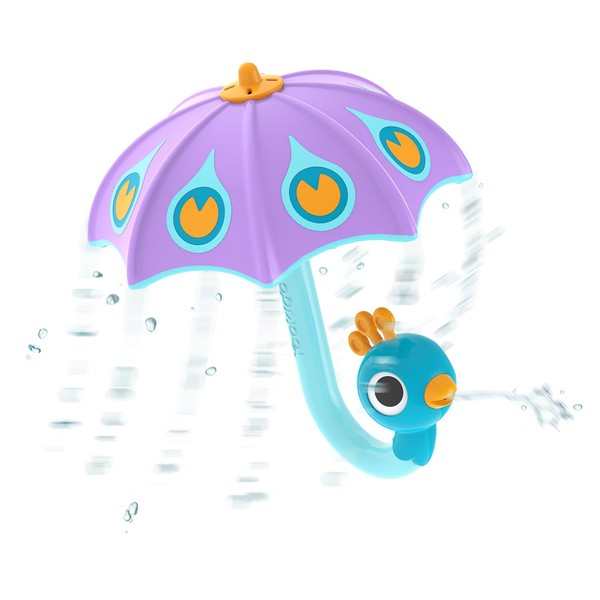 Yookidoo Fill N Rain Bath Toy - Interactive Peacock Umbrella Bathtub Play for Babies & Toddlers - Fun and Educational Water Game with Bubbles and Rainfall Effect for 1-2-Year-Olds (Purple)