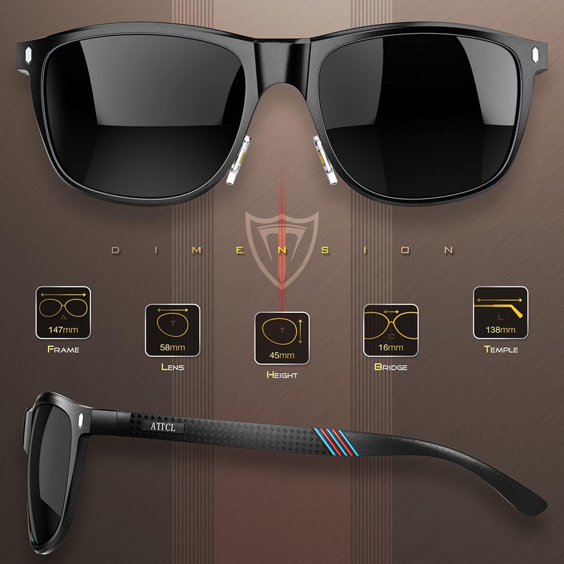 ATTCL Men's Driving Classic Polarized Sunglasses Al-Mg Metal Frame Ultra