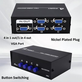 YARCHONN VGA Switch Box Adapter 4 in 1 Out VGA Switcher Selector
