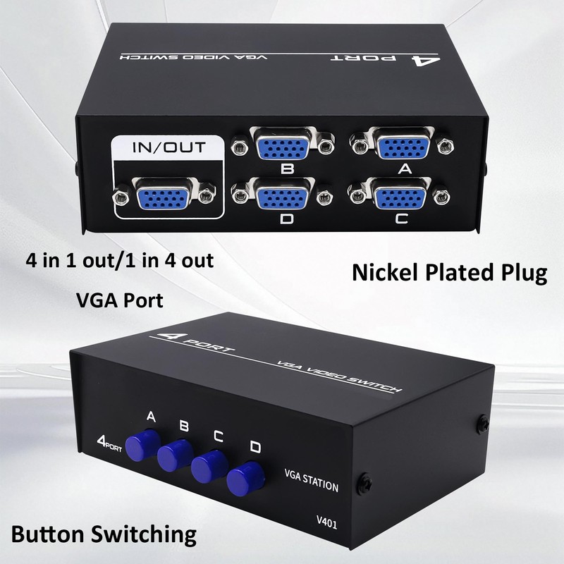 YARCHONN VGA Switch Box Adapter 4 in 1 Out VGA