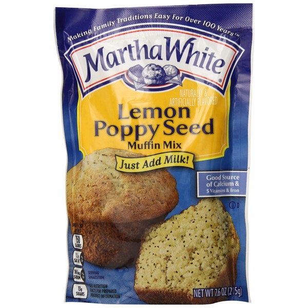 Martha White Lemon Poppy Seed Muffin Mix, 7.6-Ounce (Pack of 12)