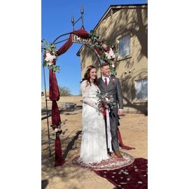 ShinyBeauty 2 Panels Chiffon Fabric Drapery Burgundy 18Ft Wedding Arch Drapes Ceremony Reception Swag Decoration Wedding Arch Draping Fabric Sheer Drapes