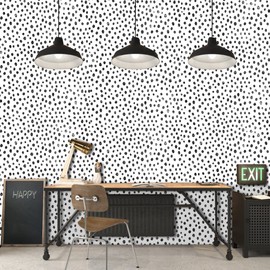 GaliGali Peel and Stick Wallpaper, Contact Paper for Home Decorate, Black and White Polka-Dot Wallpaper, Self-Adhesive Wall Paper Peel and Stick Vinyl Waterproof, 17.3"x118", No.5195-3