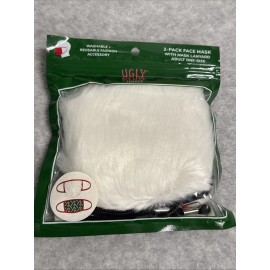 BIOWORLD Ugly Stuff Supply 2-pack face mask lanyard adult Santa beard candy cane