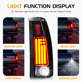Tail Light Assembly + 3rd Brake Light Fit for Chevy GMC C/K 1500 2500 3500 88-99, for Chevy Silverado 94-98, for Blazer 92-94, Pickup Truck Taillights and High Mount Stop Light, 3 Pcs, Smoke Lens