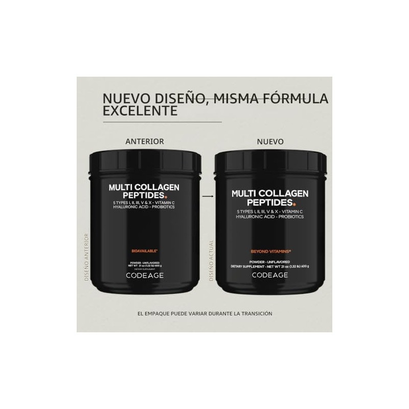 Codeage Suplemento en Polvo con Péptidos de Colágeno y Probióticos
