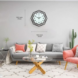 JUJUDA Large Wall Clock for Living Room Decor Modern Big Wall Clock for Kitchen Bedroom Home Decoration Extra Giant Black Clock Battery Operated for Dining Room Bathroom Office Decorative 18 Inch