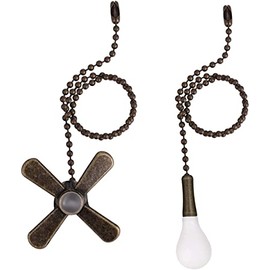 Ceiling Fan Pull Chain Extender, 2 Pieces 3mm Diameter Beaded Ball Fan Pull Chain,12 Inches Fan Pulls Set with Connector (Antique)
