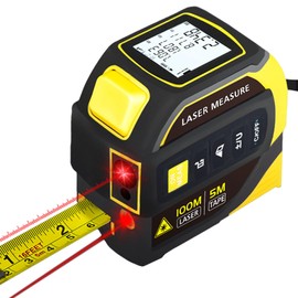 4 in 1 Laser Tape Measure, 328ft/100m Laser Measuring All-Purpose Ruler, Cross Laser Line, Accurate Digital Measuring in/ft/m,Universal Tape Measure With LED Display,Calculate Distance, Area, Volume